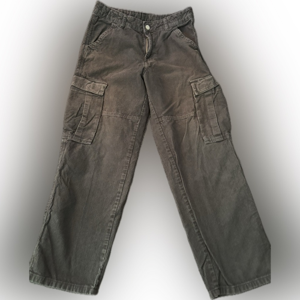 H&M Girls Wide Leg Cargo Pants in Grey